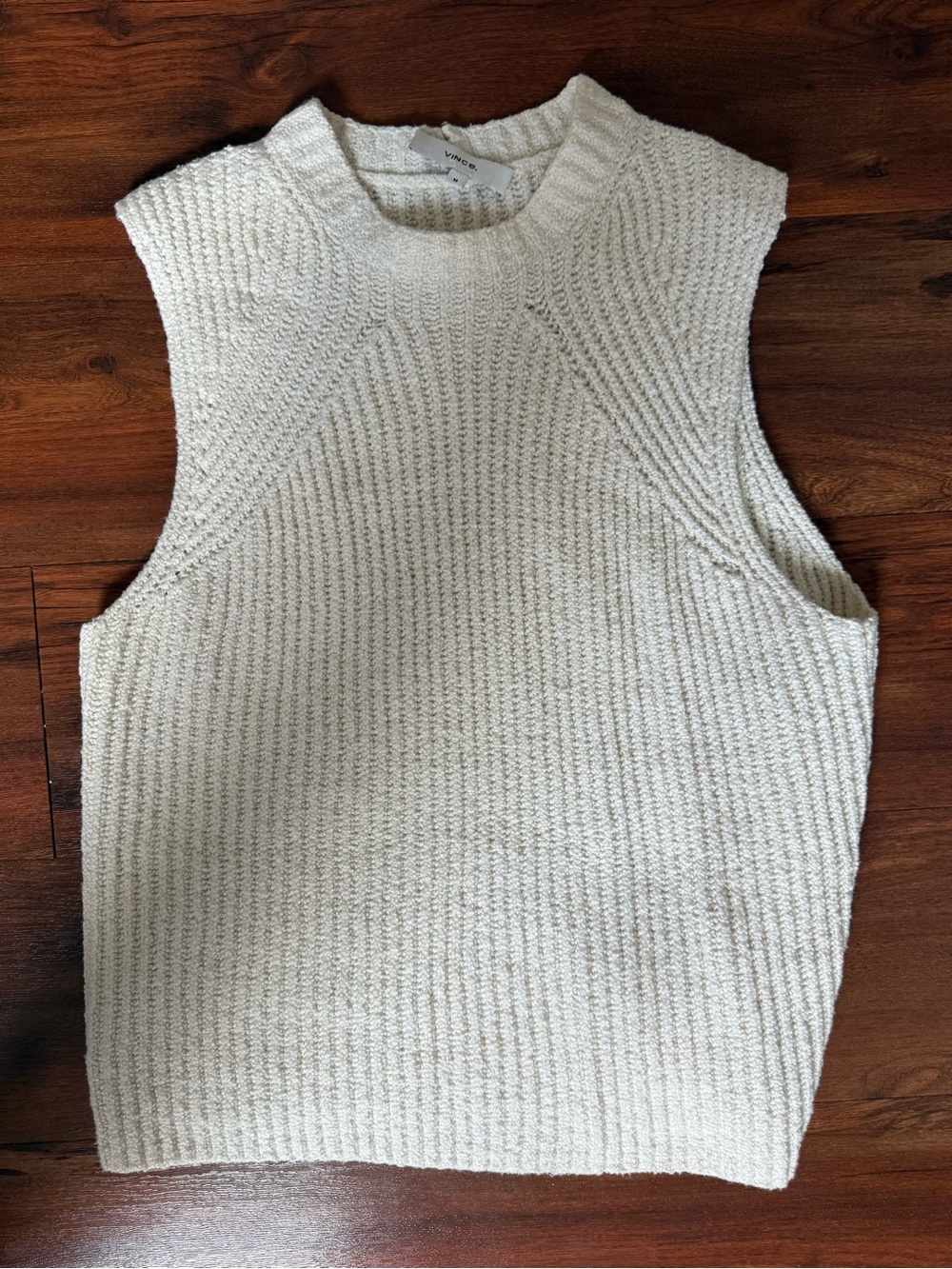 Vince Cream Knit Sleeveless Sweater